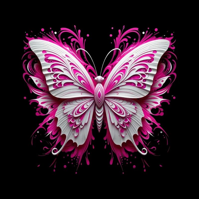 Art du papillon avec une touche rose unique