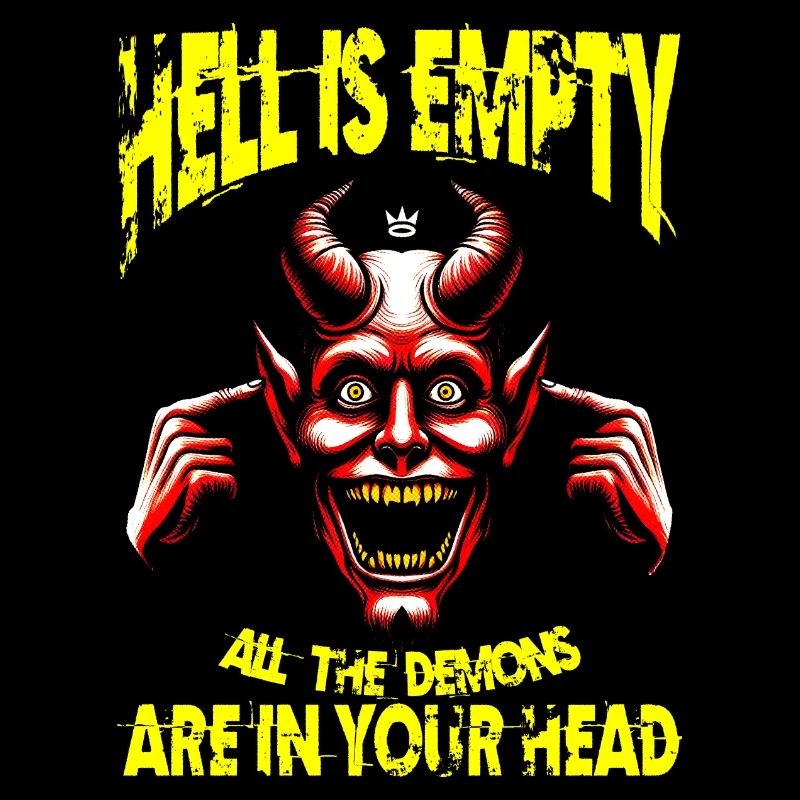 Vintage Irony Demon Head & Bold Quote Meme