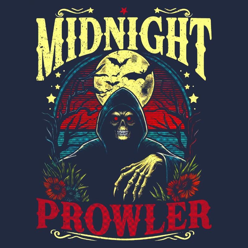 Comic VintageSkull Midnight Prowler in Retro Style