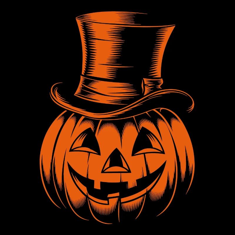 Halloween pumpkin with top hat line drawing