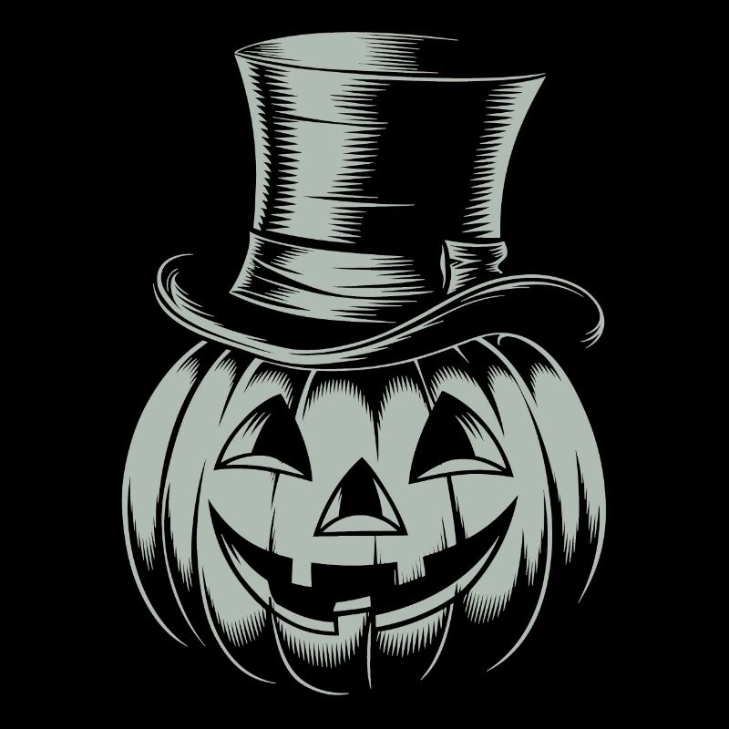 Halloween pumpkin with top hat line drawing