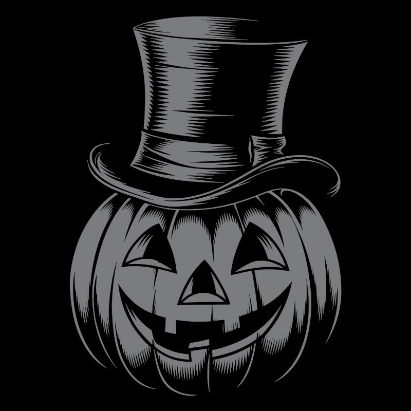 Halloween pumpkin with top hat line drawing
