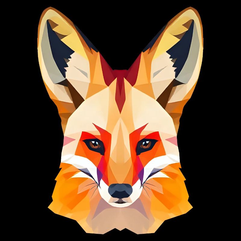Renard roux serein avec fourrure dorée Low Polygon