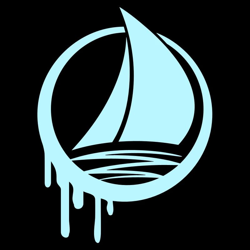 Segelboot Crew Rundes Logo Tropfen Graffiti Symbol