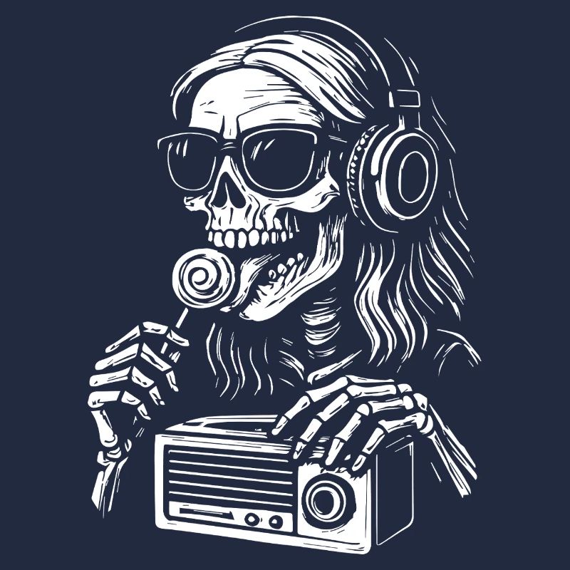Skelett DJ mit Kopfhörern