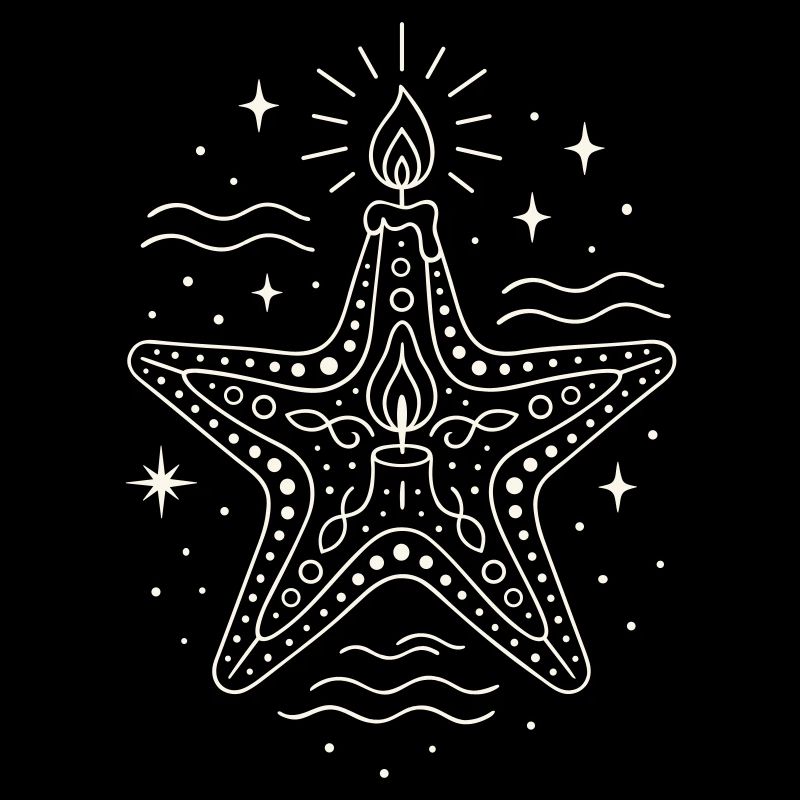 Étoile de mer avec bougie Noël maritime