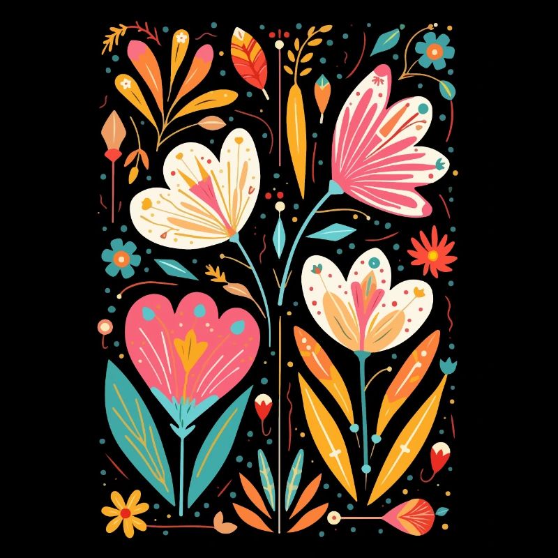 Otomi Floral Pattern Cultural Art