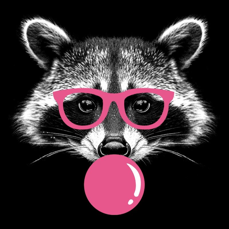 Raccoon Blows Bubblegum - Raton laveur Bubblegum mignon