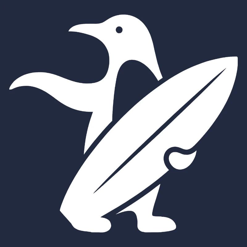 Pingouin, Surfeur, Silhouette, Surf, Minimaliste