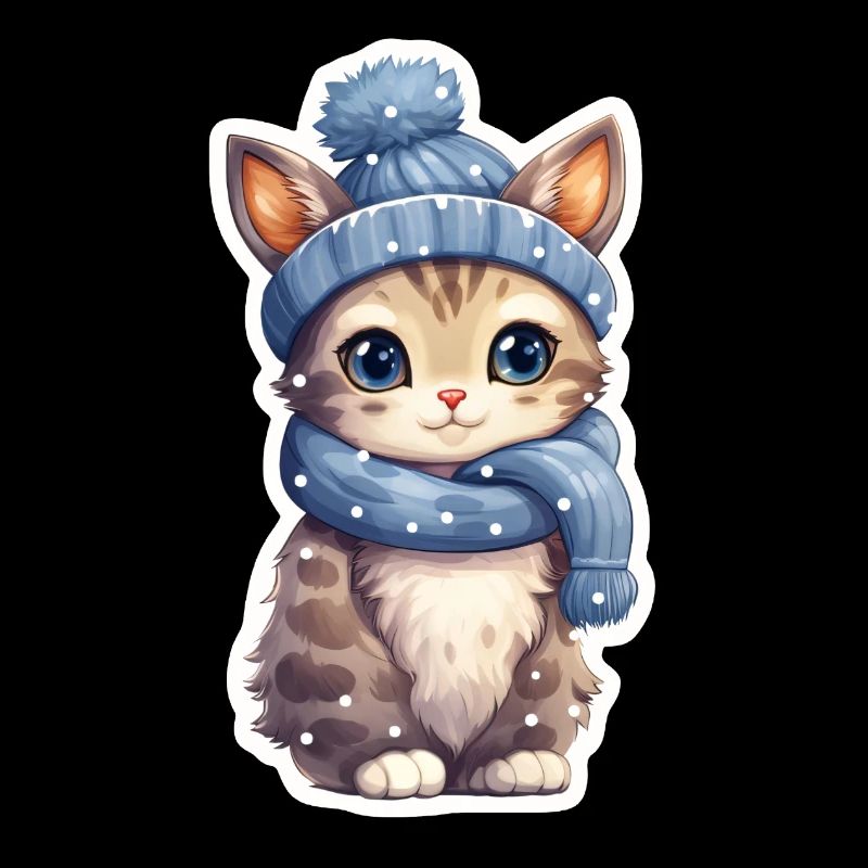 Cute kitten in the snow