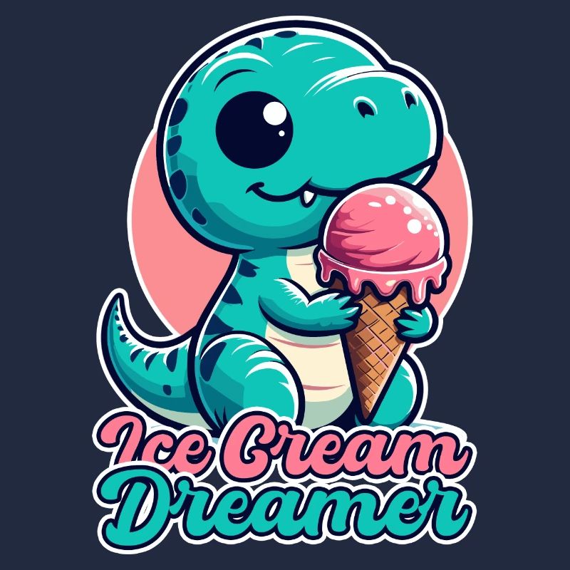 Rêve de crème glacée T-Rex mignon avec cadeau de crème glacée