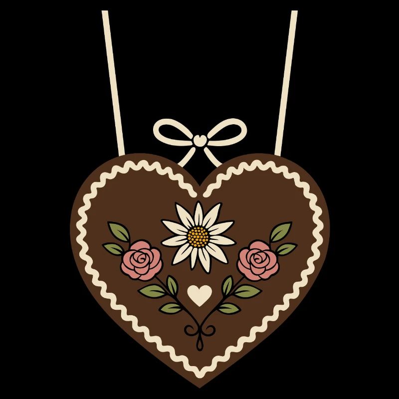 Lebkuchenherz mit Edelweiß & Rosen