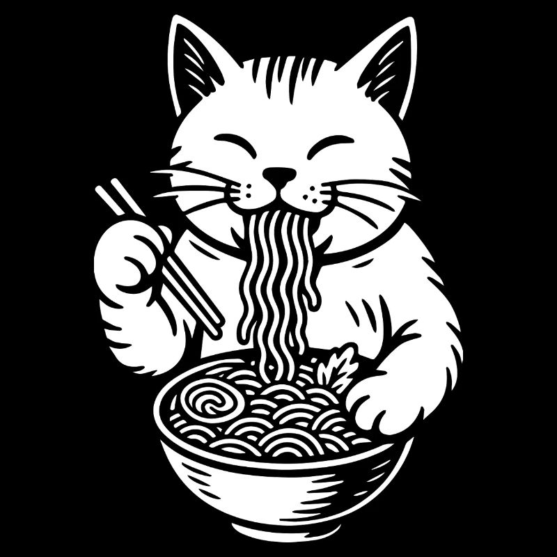 Bol de ramen de chat de Kawaii