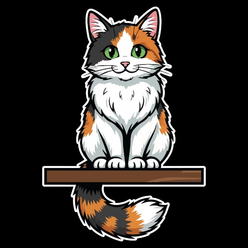 Süßes Calico-Katzensitz Vintage-Porträt