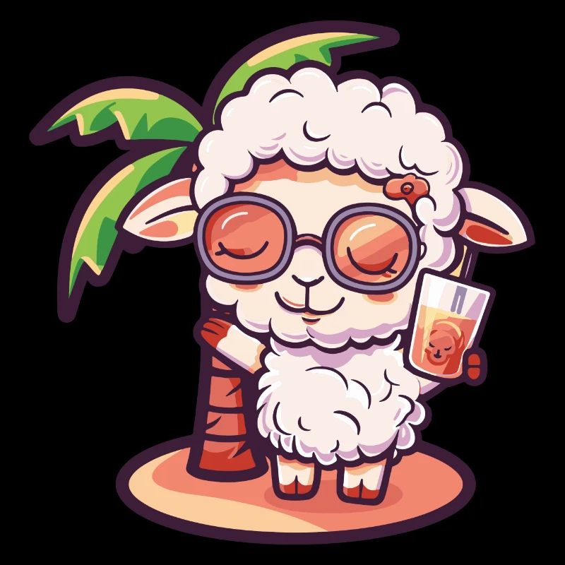 Sheep Summer Beach Comic