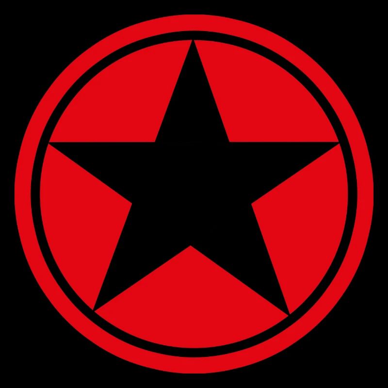 Black star on red Pentagram background.
