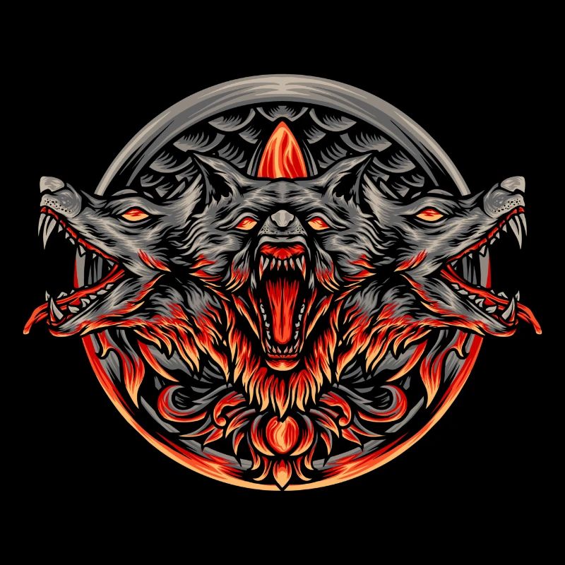 Wolf Head Cerberus Créatures grecques mythiques