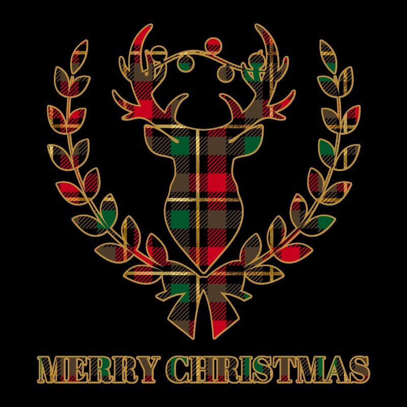 Merry Christmas Deer Stag with Lights Scottish