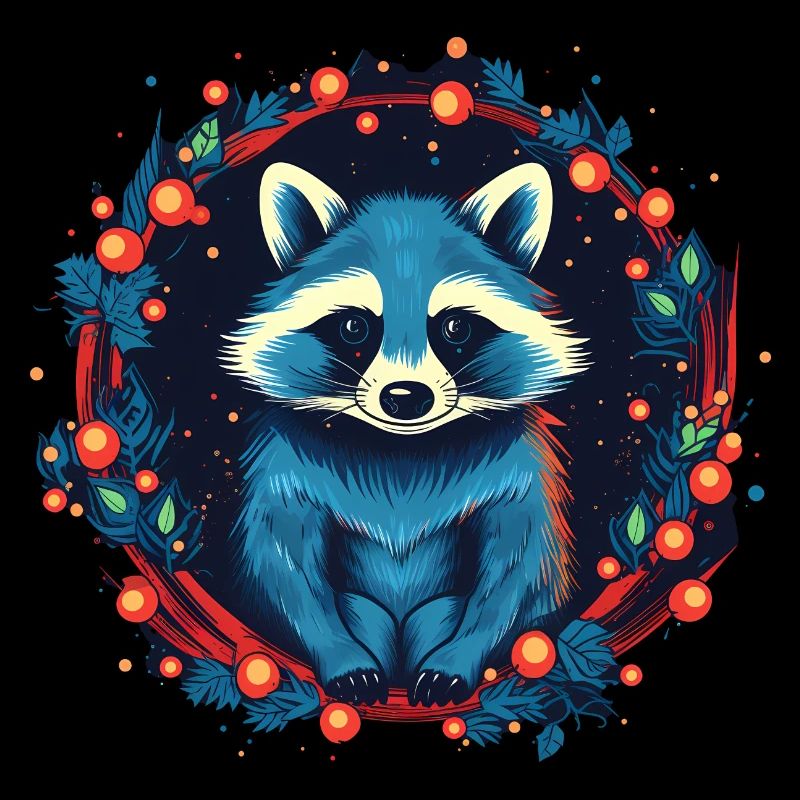 Racoon avec des ratons laveurs Xmas Elements