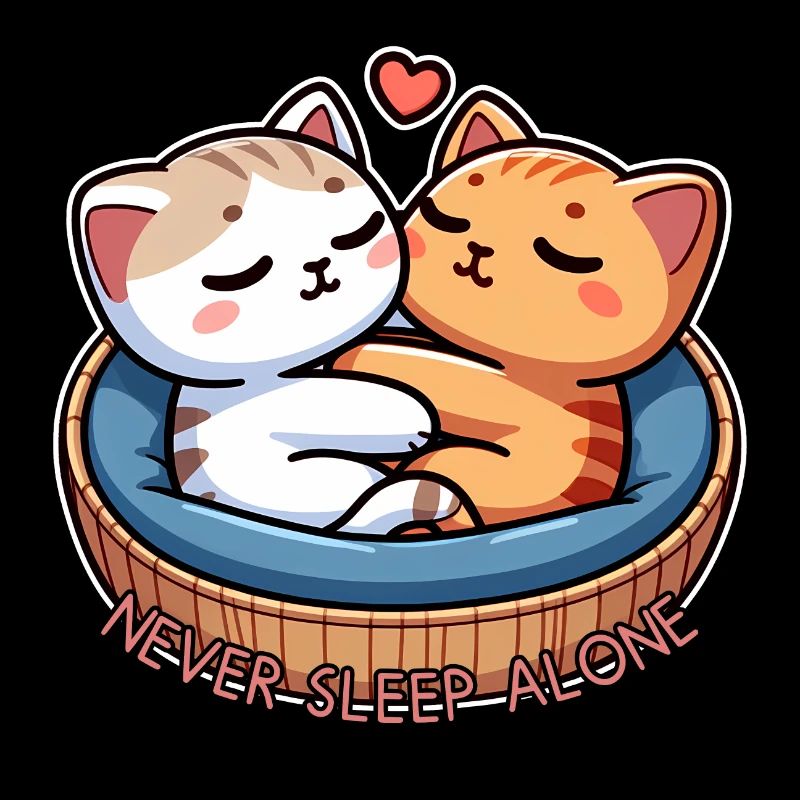 2 chats dans le panier du chat - Ne dormez jamais seul