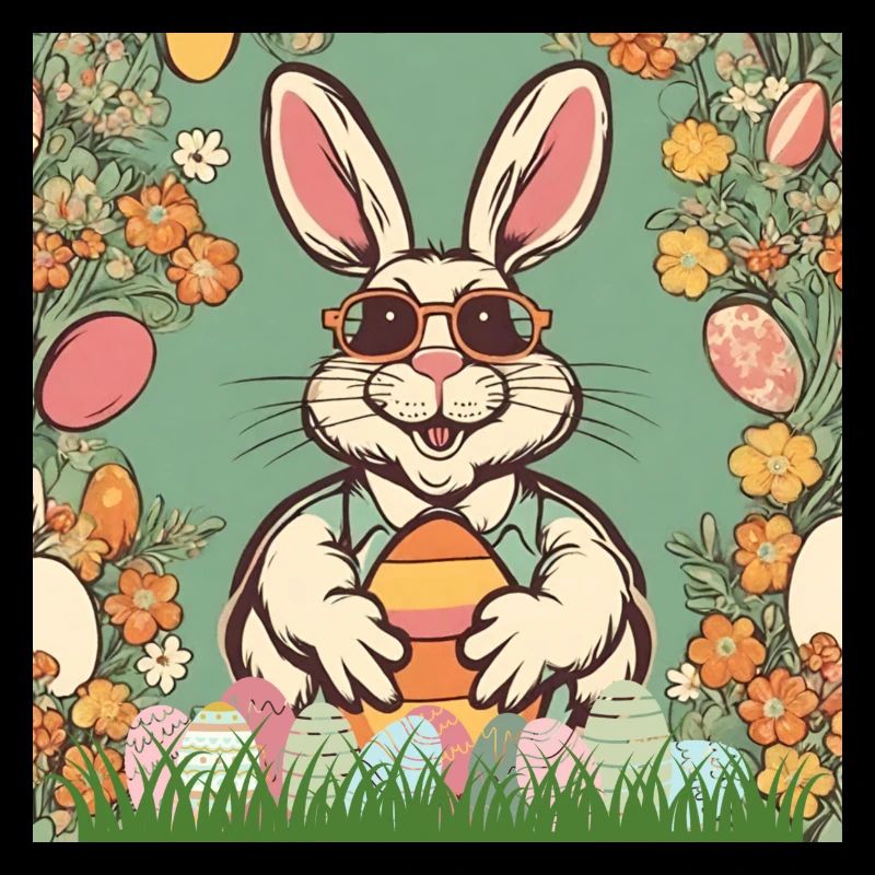 Lapin de Pâques Lunettes de soleil rétro Oeufs de Pâques Cool