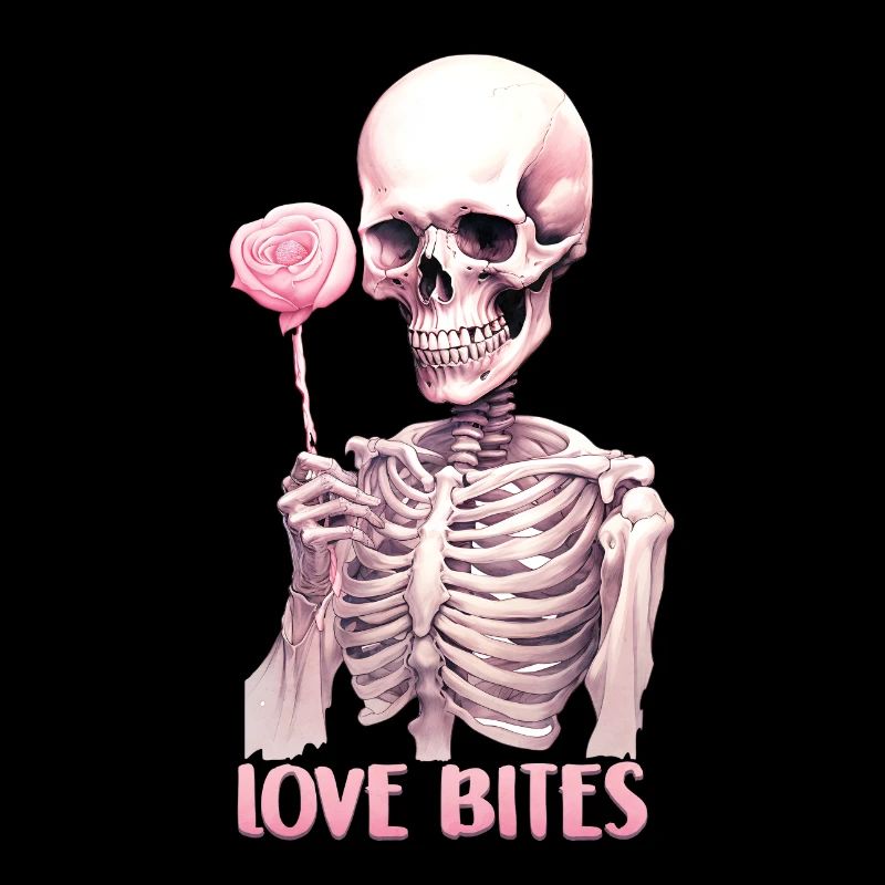 Love Bites Valentinstag Gothic Skelett Liebe Rose