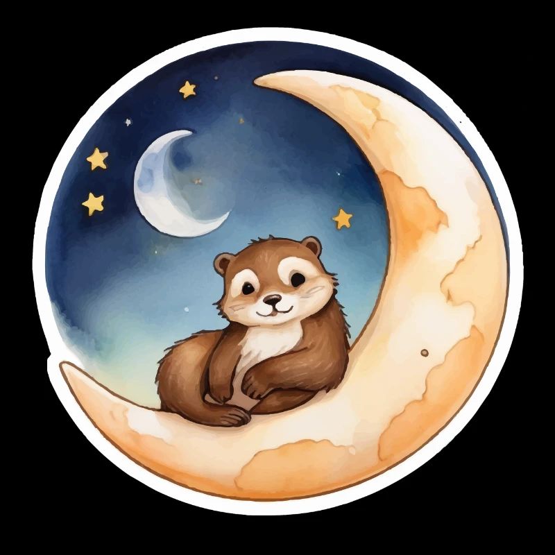 Otter sitzt im Mond