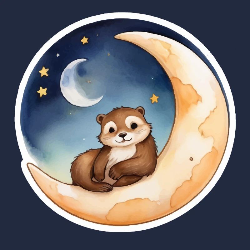 Otter sitting in the moon