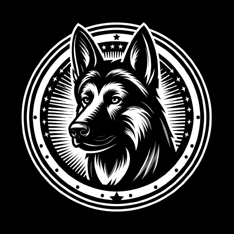 German Shepherd Logo White