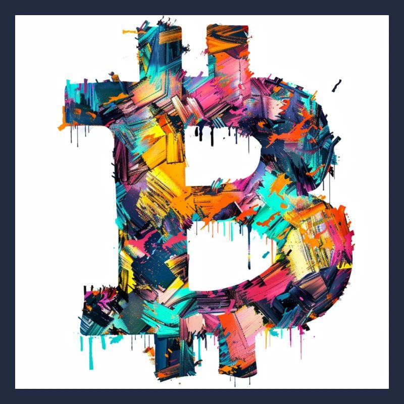 BTC Logo bunt Bitcoin kunst farbe Crypto