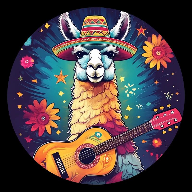 5 de Mayo Party Drinko de Mayo Lama and Guitar