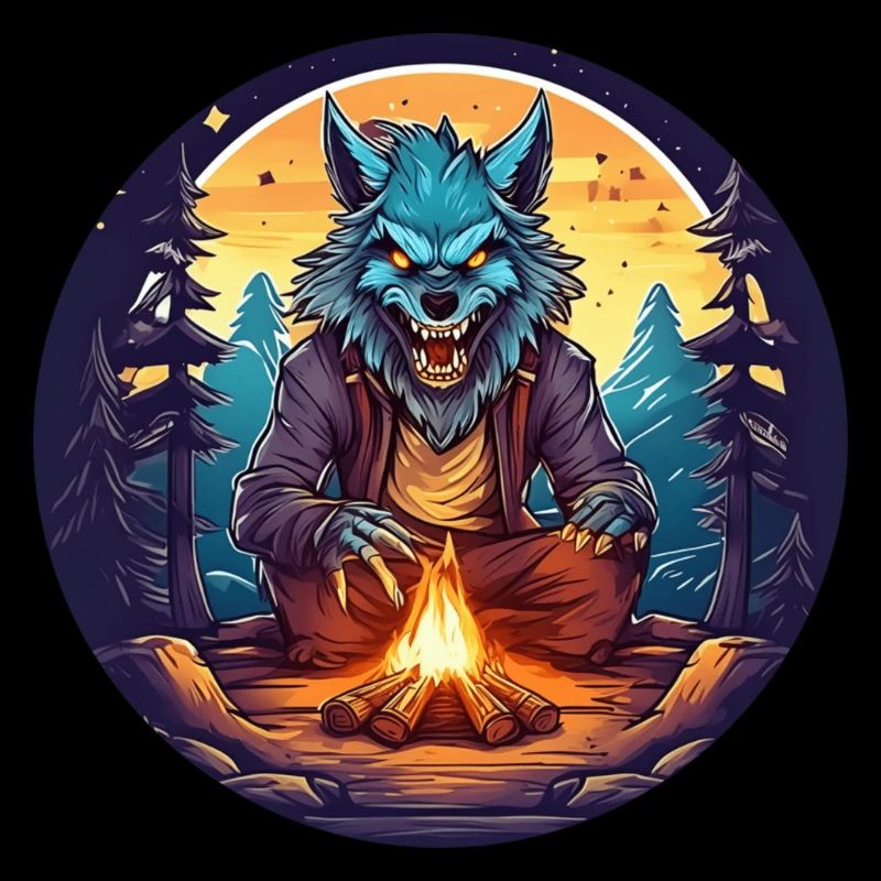 Gruseliges Halloween-partykostüm Werwolf Camping