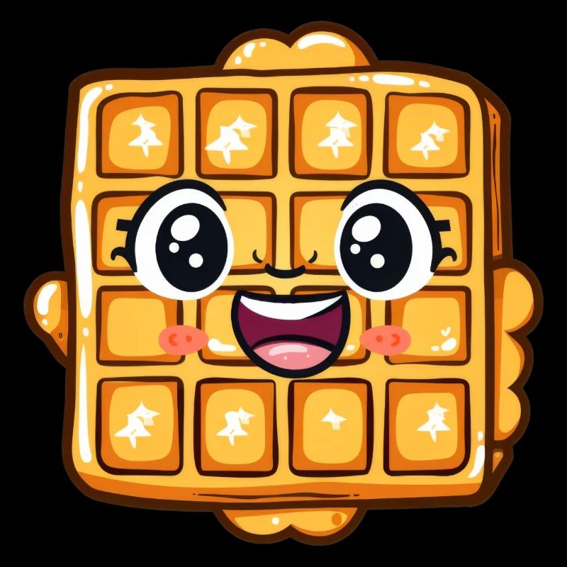 Gaufre kawaii mignonne avec un visage heureux