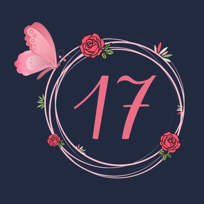 17e anniversaire papillon et fleurs fillettes