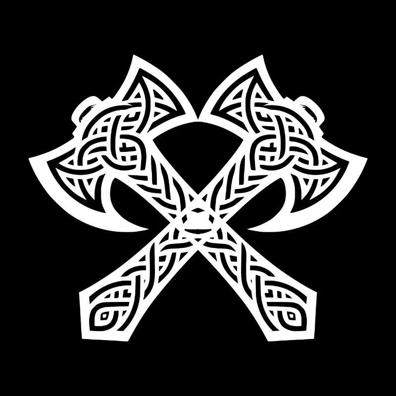 Doppelte Axt in Keltischen Knoten Tattoo Style