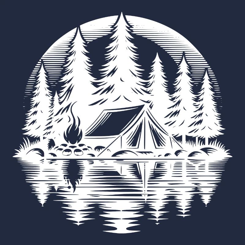 Tranquility and nature camping campfire scene in the forest
