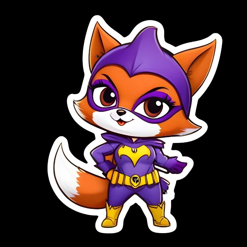 Superhero Fox - Cute Cartoon Sticker