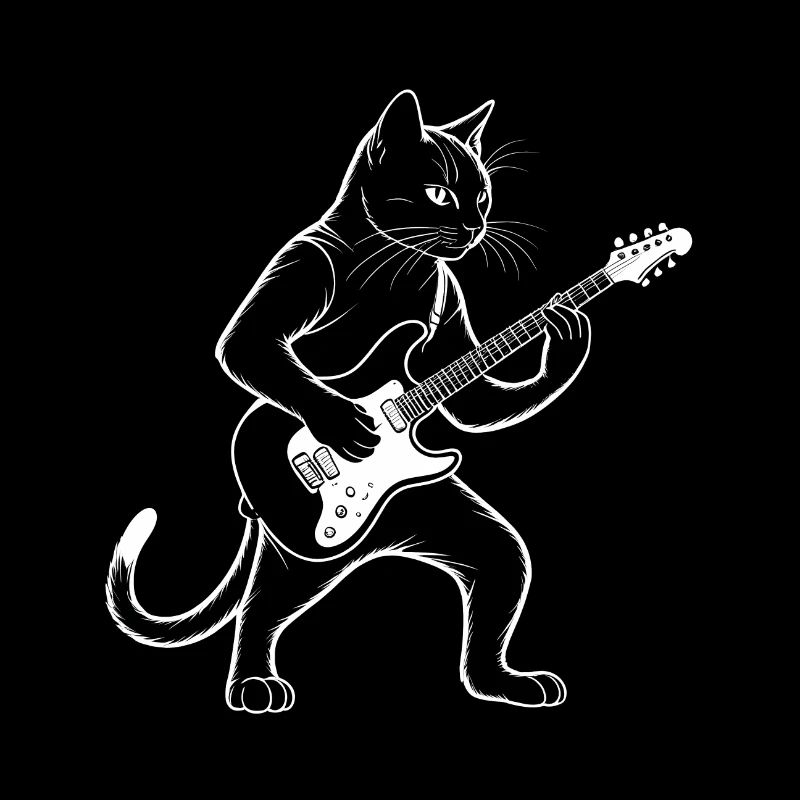 Rock Cat jouant de la guitare