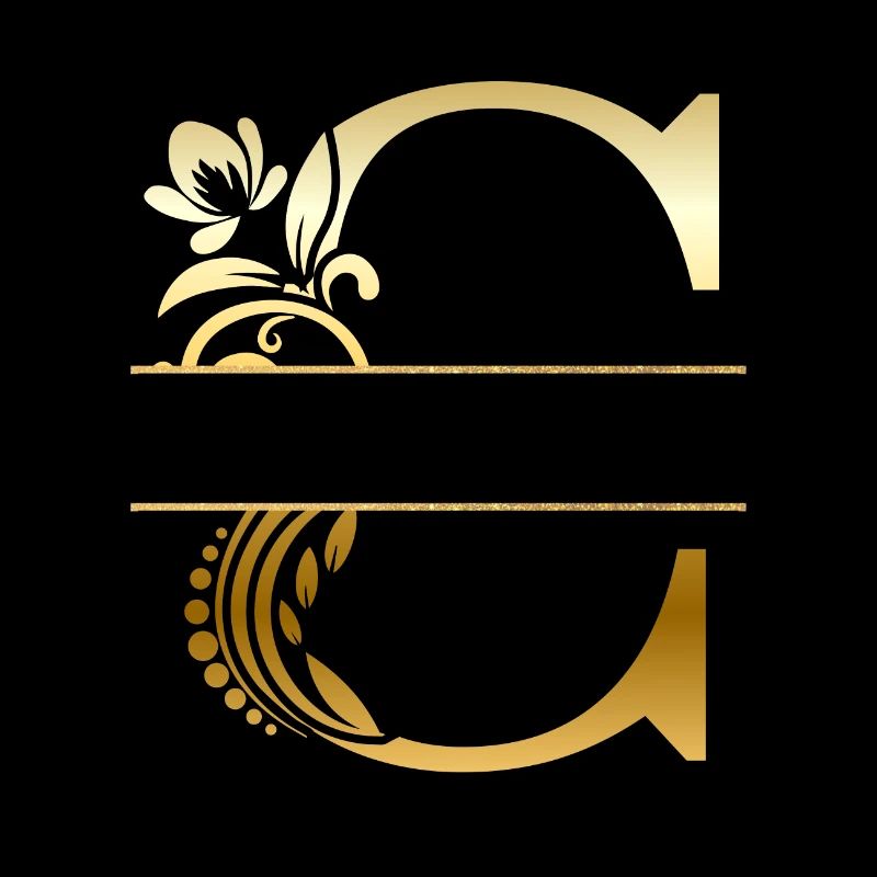 Personalized Letter c Gold Floral - Gift Idea