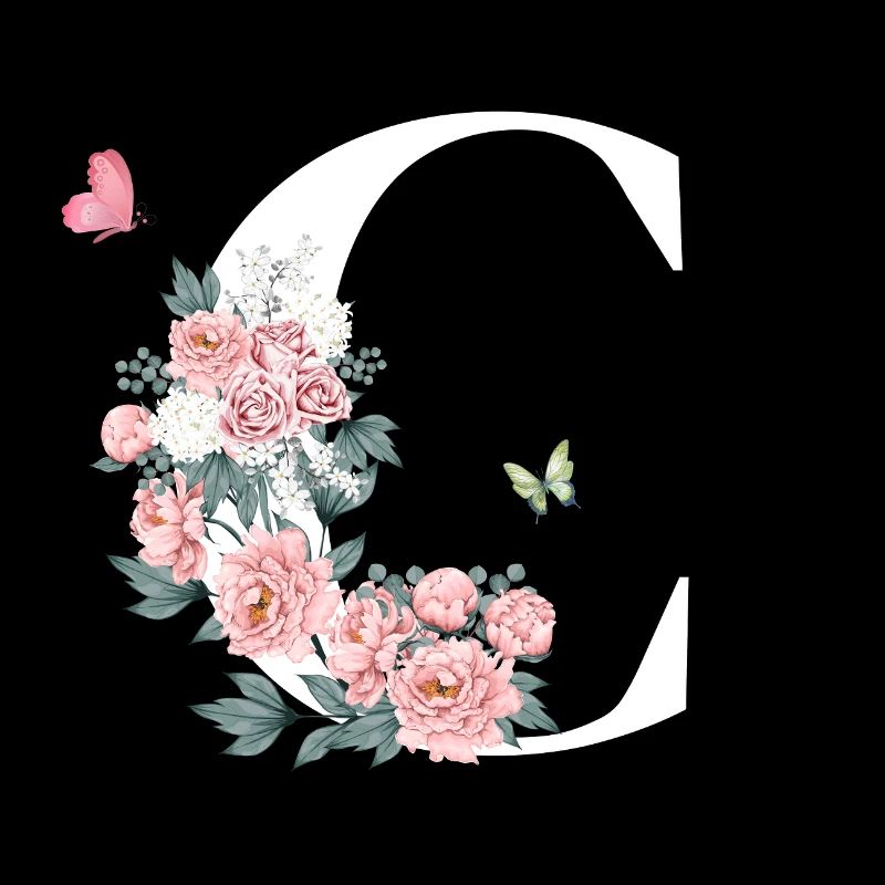 Lettre c fleurs rose