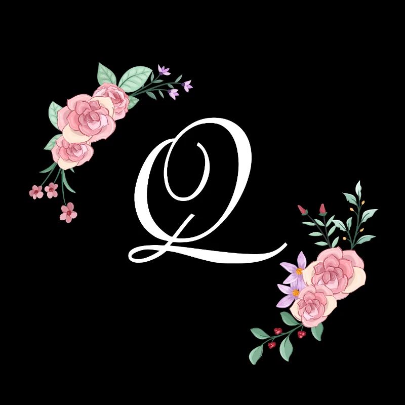 Pink floral letter q