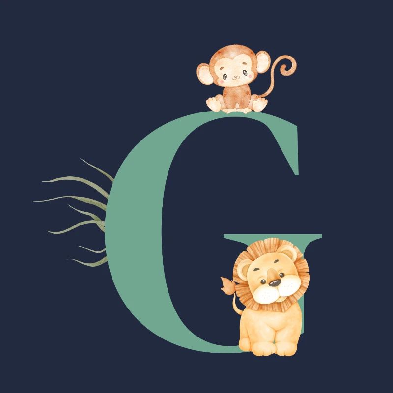 Letter g green jungle animals