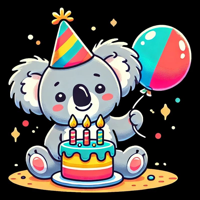Koala Kid Celebrating Birthday
