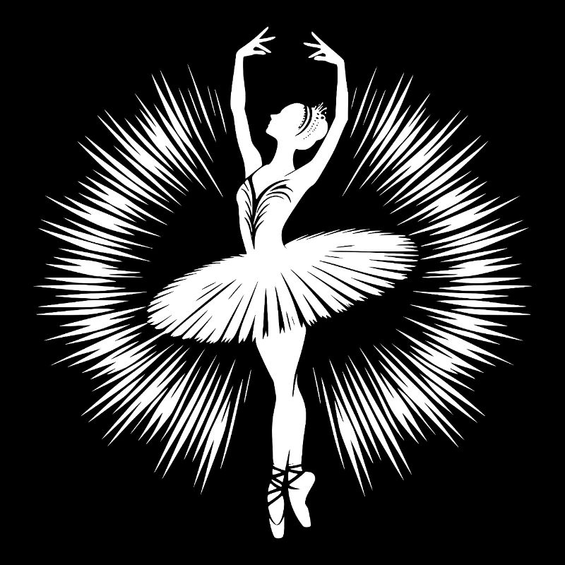 Silhouette art elegant ballerina in pointe dance