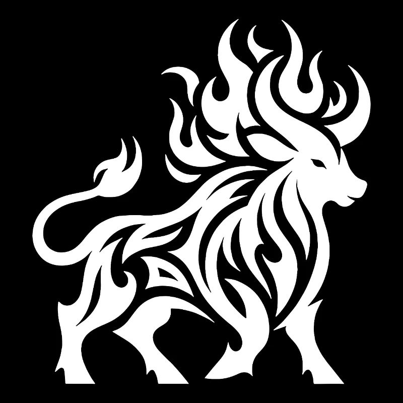 Elegant Wild Burning Bull Tattoo Style