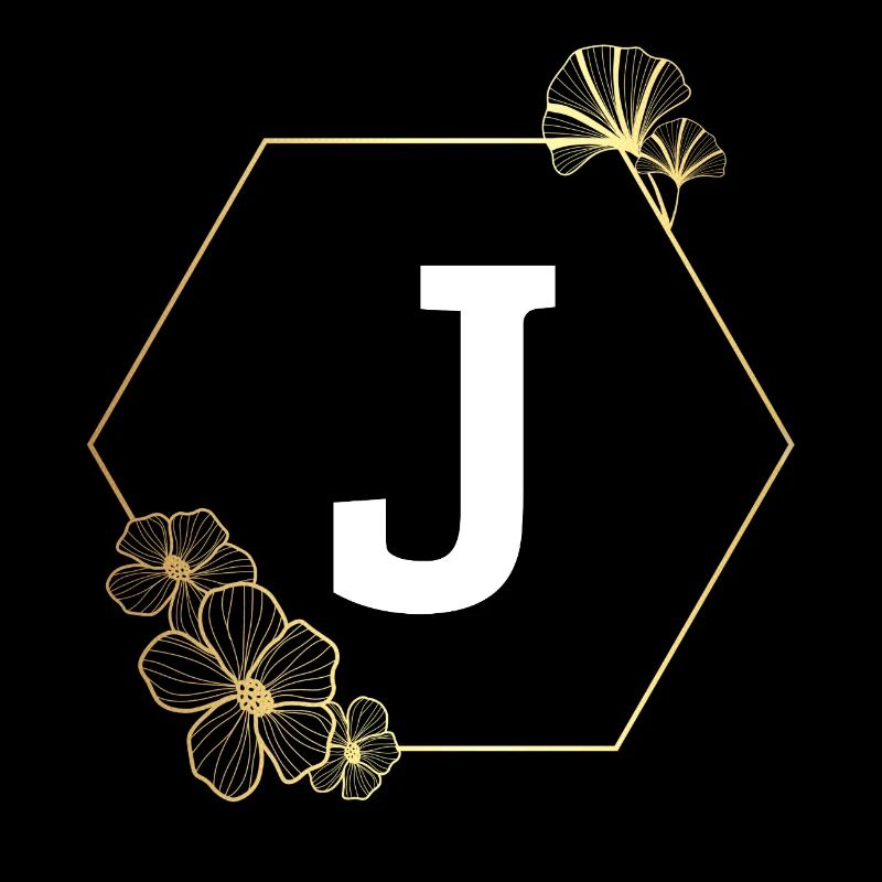 Buchstabe j Goldener Blumenrahmen