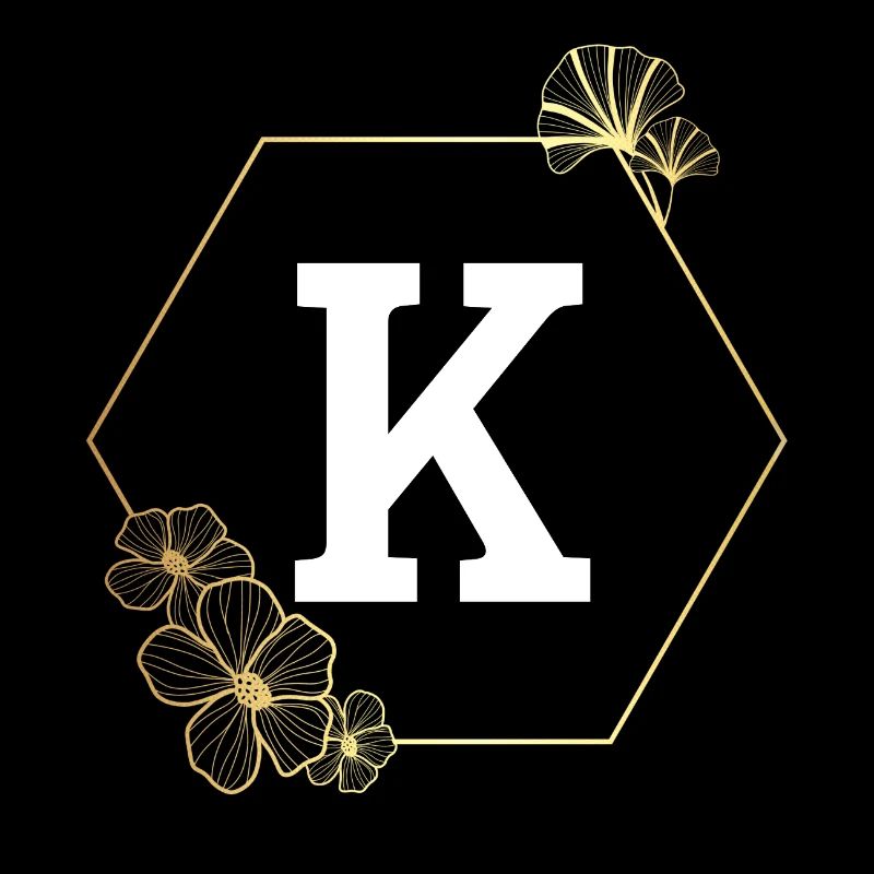 Lettre k cadre Floral doré