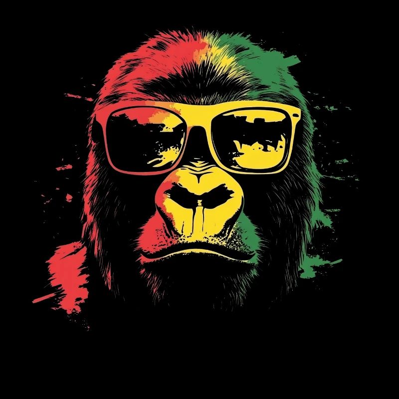 Gorilla Affe Afrika Farben Sonnenbrille