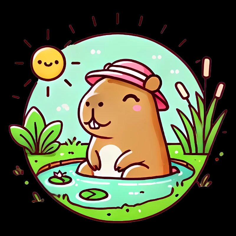 Chill Capybara in der Sonne Illustration