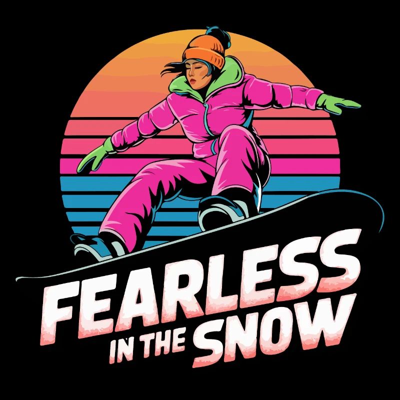 Fearless in the Snow - Retro Snowboard Kunst